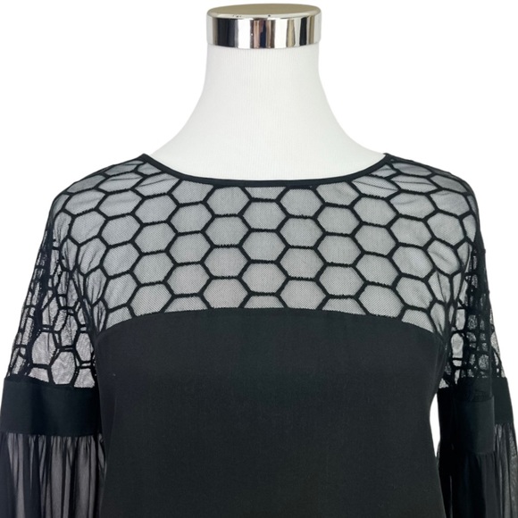 SOLD! Uterque Long Sleeve Silk Chiffon Blouse - Picture 3 of 10